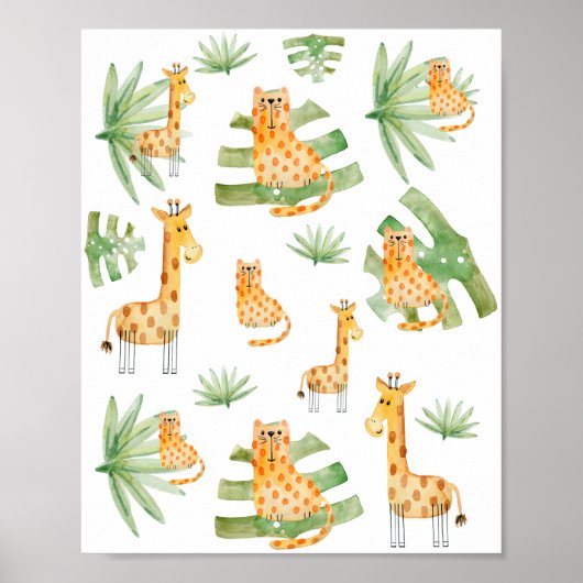 Zee schuimjongen | Oerwoud Safari Animals Nursery Poster (Voorkant)