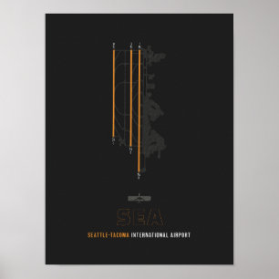 ZEE - Seattle-Tacoma Airport Runway Diagram Art Poster