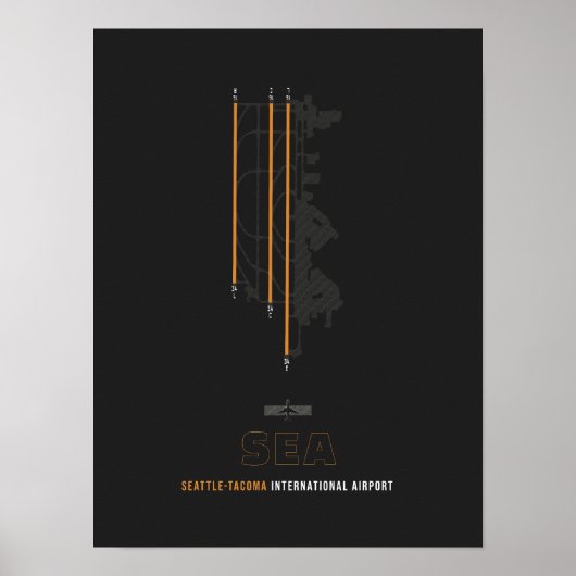 ZEE - Seattle-Tacoma Airport Runway Diagram Art Poster (Voorkant)