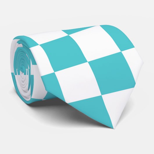 Zee serpent Blue en White Checkerboard Pattern Stropdas (Opgerold)