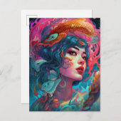 Zee Serpent Hair Lady Fantasy Art Briefkaart (Voorkant / Achterkant)