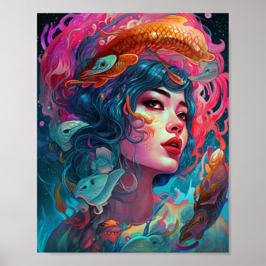 Zee Serpent Hair Lady Fantasy Art Poster (Voorkant)