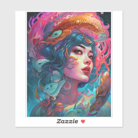 Zee Serpent Hair Lady Fantasy Art Sticker (Vel)