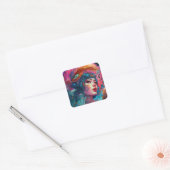 Zee Serpent Hair Lady Fantasy Art Vierkante Sticker (Envelop)
