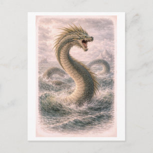 Zee Serpent in Vintage Stijl (Mythe Serie) Briefkaart