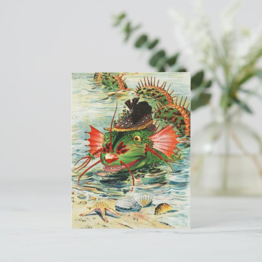 Zee Serpent met Pet Briefkaart (Staand voorkant)