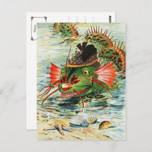 Zee Serpent met Pet Briefkaart (Voorkant / Achterkant)