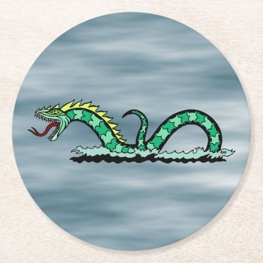 Zee Serpent Ronde Kartonnen Onderzetter (Voorkant)