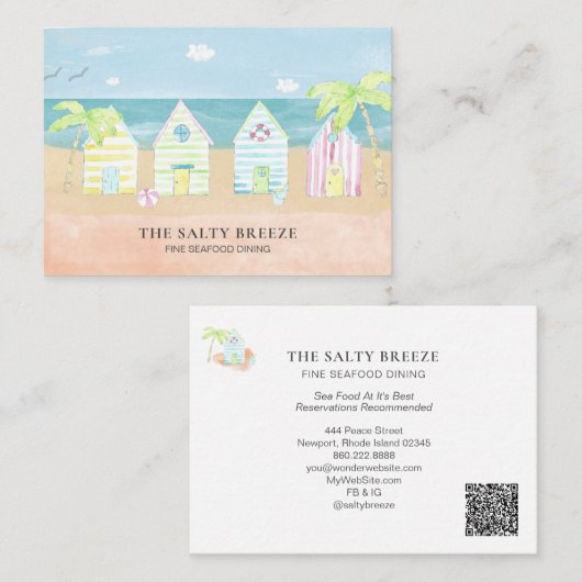 *~* Zee Shacks Sand Bucket Dining Beach Tropisch Visitekaartje (Voorkant / Achterkant)