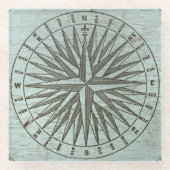  Zee Shanty | Steampunk Compass Ephemera Glazen Onderzetter (Voorkant)