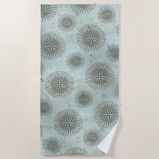  Zee Shanty | Steampunk Compass Ephemera Strandlaken (Voorkant)