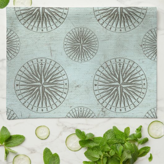Zee Shanty | Steampunk Compass Ephemera Theedoek (Gevouwen)