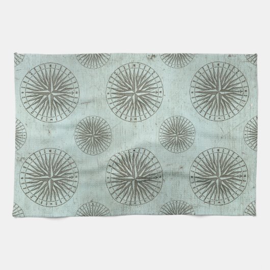 Zee Shanty | Steampunk Compass Ephemera Theedoek (Horizontaal)