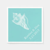 Zee Shell Aqua Beach bruiloft servetten (Voorkant)