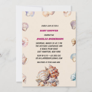 Zee Shell Beach Baby shower Kaart