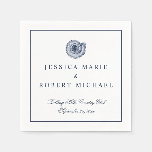 Zee Shell Beach bruiloft receptie Servet (Voorkant)