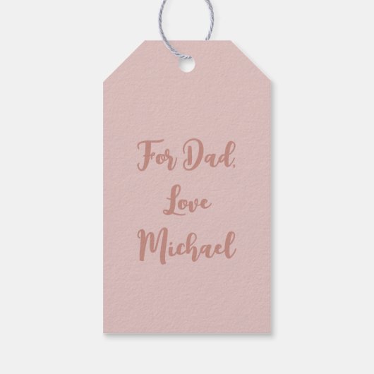 ZEE SHELL BEACH FOTO AFBEELDING OP BLEKE ZALM ROZE CADEAULABEL (Achterkant)