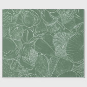 Zee Shell Beach Green White Decoupage Cadeaupapier (Vlak)