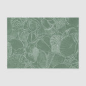 Zee Shell Beach Green White Decoupage Tissuepapier (Voorkant)