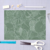 Zee Shell Beach Green White Decoupage Tissuepapier (Craft)