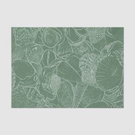 Zee Shell Beach Green White Decoupage Tissuepapier
