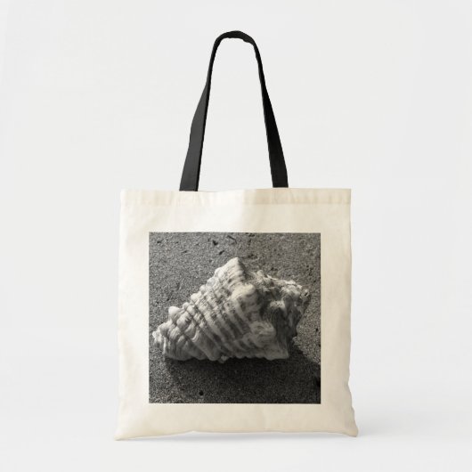 Zee Shell Black en White Beach Canvas tas van Conc (Voorkant)