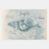 Zee Shell Blauwgroen Beige  Ocean Beach Script Inpakpapier Vel (Voorkant)