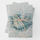 Zee Shell Blauwgroen Beige  Ocean Beach Textuur Inpakpapier Vel (In situ)