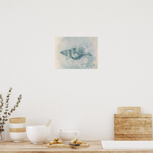 Zee Shell Blauwgroen Beige  Ocean Beach Textuur Poster (Keuken)