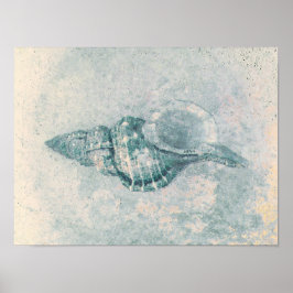 Zee Shell Blauwgroen Beige  Ocean Beach Textuur Poster