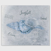 Zee Shell Blue  Antiek Beach Ephemera Cadeaupapier (Vlak)