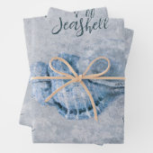 Zee Shell Blue  Antiek Beach Ephemera Inpakpapier Vel (In situ)
