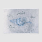 Zee Shell Blue  Antiek Beach Ephemera Tissuepapier (Voorkant)