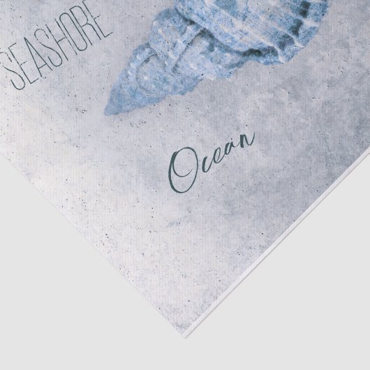 Zee Shell Blue  Antiek Beach Ephemera Tissuepapier (Detail)