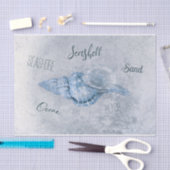 Zee Shell Blue  Antiek Beach Ephemera Tissuepapier (Craft)