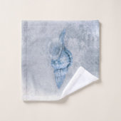 Zee Shell Blue Antiek Ocean Beach Texture Bad Handdoek (Wasdoekje)