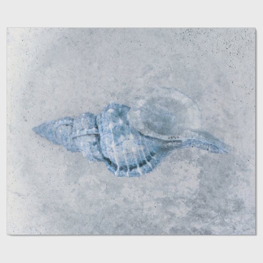 Zee Shell Blue  Antiek Ocean Beach Texture Cadeaupapier (Vlak)
