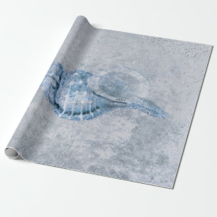 Zee Shell Blue Antiek Ocean Beach Texture Cadeaupapier