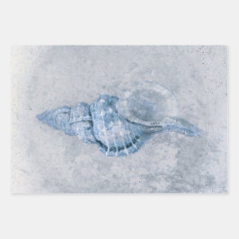 Zee Shell Blue  Antiek Ocean Beach Texture Inpakpapier Vel