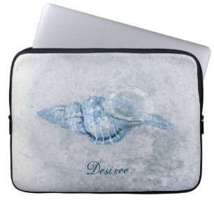 Zee Shell Blue Antiek Ocean Beach Texture Laptop Sleeve