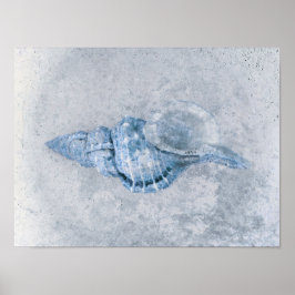 Zee Shell Blue  Antiek Ocean Beach Texture Poster
