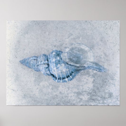 Zee Shell Blue  Antiek Ocean Beach Texture Poster (Voorkant)