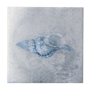 Zee Shell Blue  Antiek Ocean Beach Texture Tegeltje