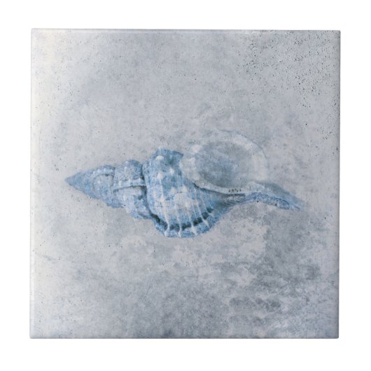 Zee Shell Blue  Antiek Ocean Beach Texture Tegeltje (Voorkant)