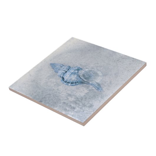 Zee Shell Blue Antiek Ocean Beach Texture Tegeltje (Zijkant)