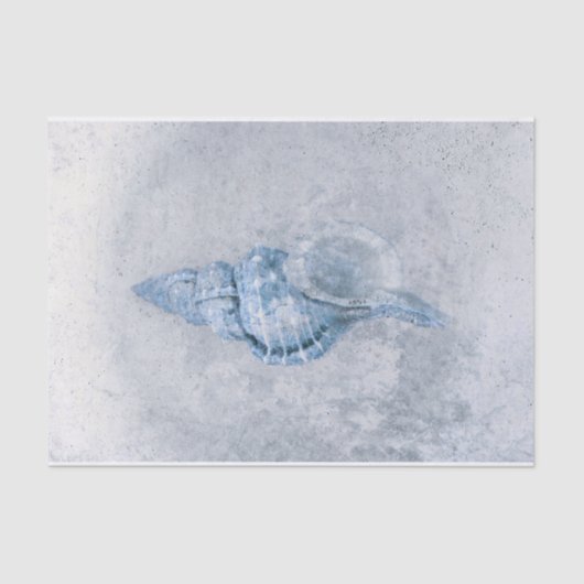 Zee Shell Blue  Antiek Ocean Beach Texture Tissuepapier (Voorkant)