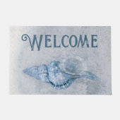 Zee Shell Blue  Ocean Beach Texture Welcome Deurmat (Voorkant)