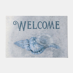 Zee Shell Blue Ocean Beach Texture Welcome Deurmat