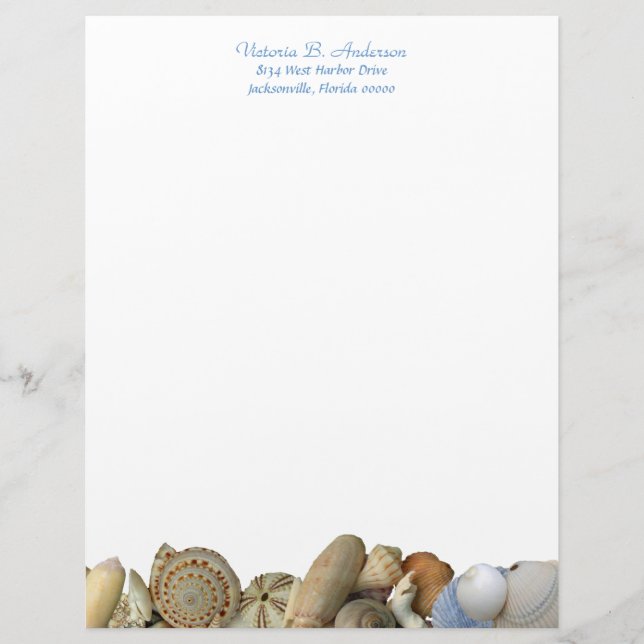Zee Shell Border Letterhead, 2 Briefhoofd Sjabloon (Voorkant)