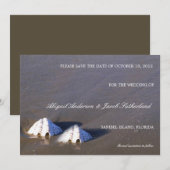 Zee Shell Brown - Bewaar de datumkaarten Save The Date (Voorkant / Achterkant)